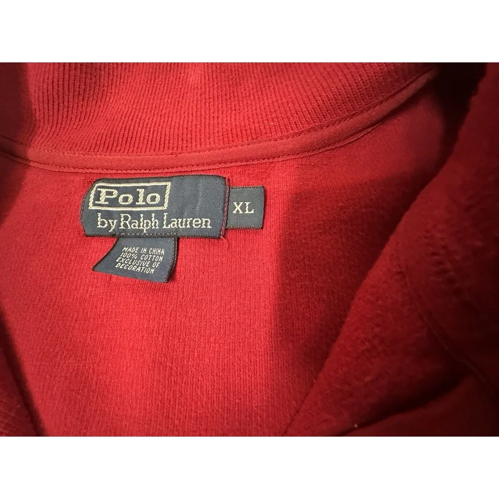 Vintage Polo Ralph Lauren Sweater Mens Size XL Red Quarter Zip Pullover Pony